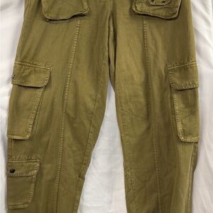 Free People Olive Wide Leg Cargo Pants